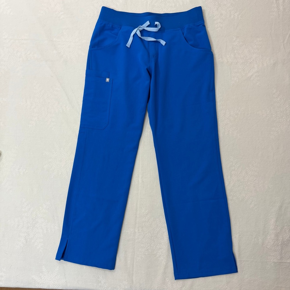 FIGS Kade Scrub Pants Women S/P Blue Straight Leg Drawstring Medical Uniform